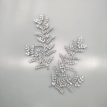 Luxury Bridal Tiara Wedding Hair Clips Jewelry Headpiece Accessories Zirconia Leaf Tiaras For Women Wedding Hair Piece Headdress