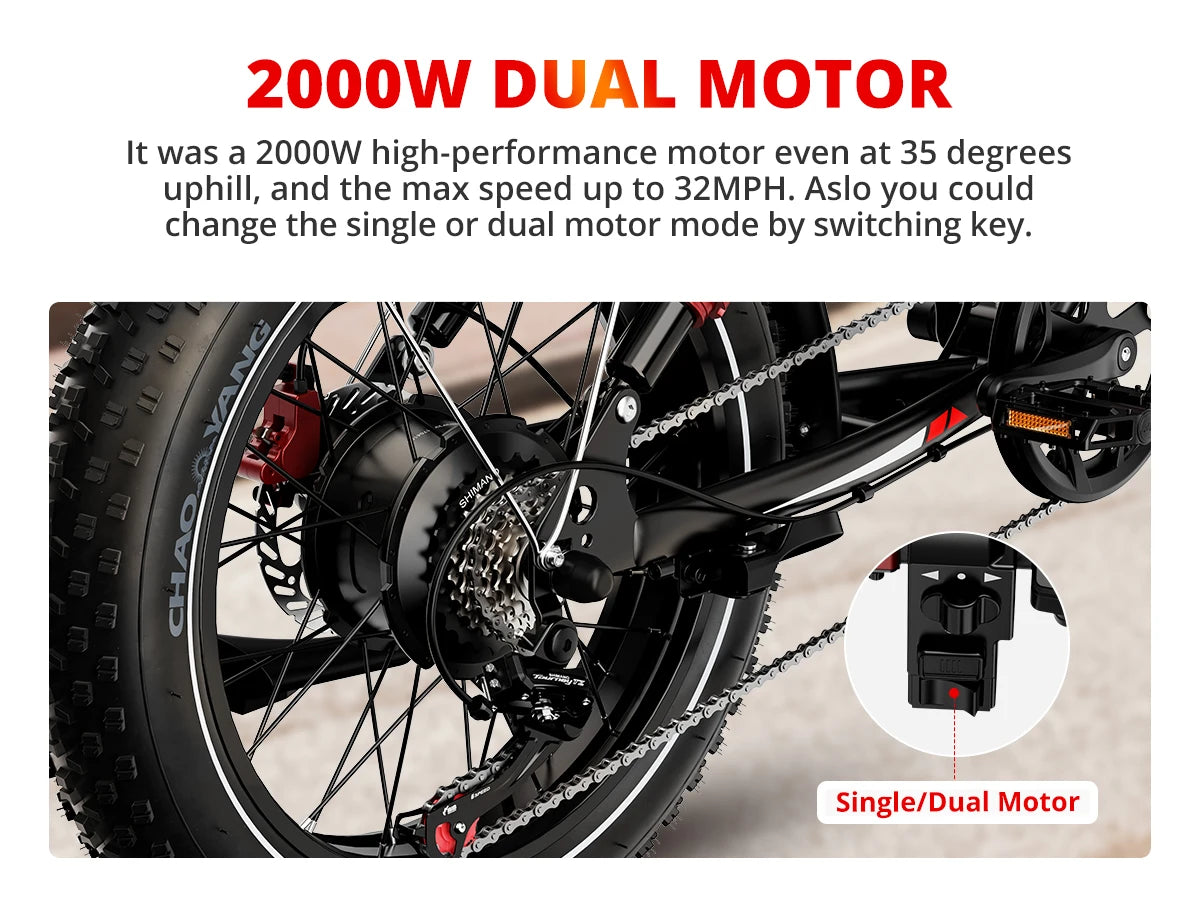 AMYET S8 2000W Dual Motor Electric Bike | 75+ Mile Range, Fat Tire Ebike | Origin Zero
