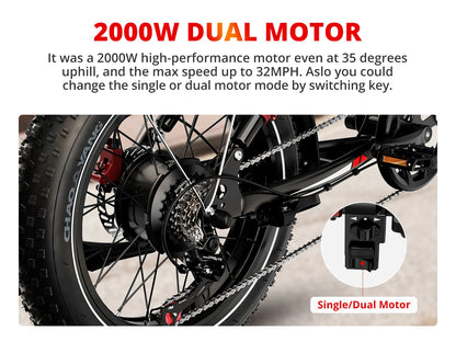 AMYET S8 2000W Dual Motor Electric Bike | 75+ Mile Range, Fat Tire Ebike | Origin Zero