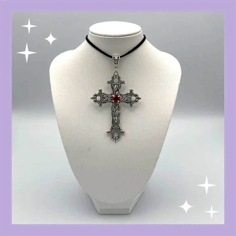 Limited Black Velvet Cross Bead Necklace for Women, Gothic Choker, Grunge, Gorgeous Jewelry, Punk Gift, Statement Goth, New