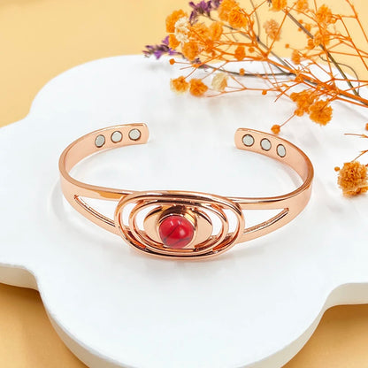 Pure Copper Magnetic Bracelet for Women, Turquoise Inlay, Adjustable Sizing, Perfect Mother's Day Christmas Gift Jewelry