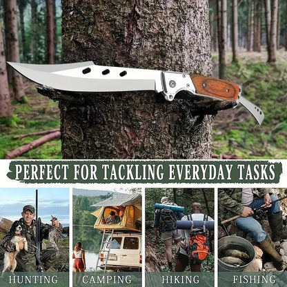 HOLYBLADE Tactical Folding Knife | Red Sandalwood Handle | 12.7" EDC Pocket Knife | Origin Zero
