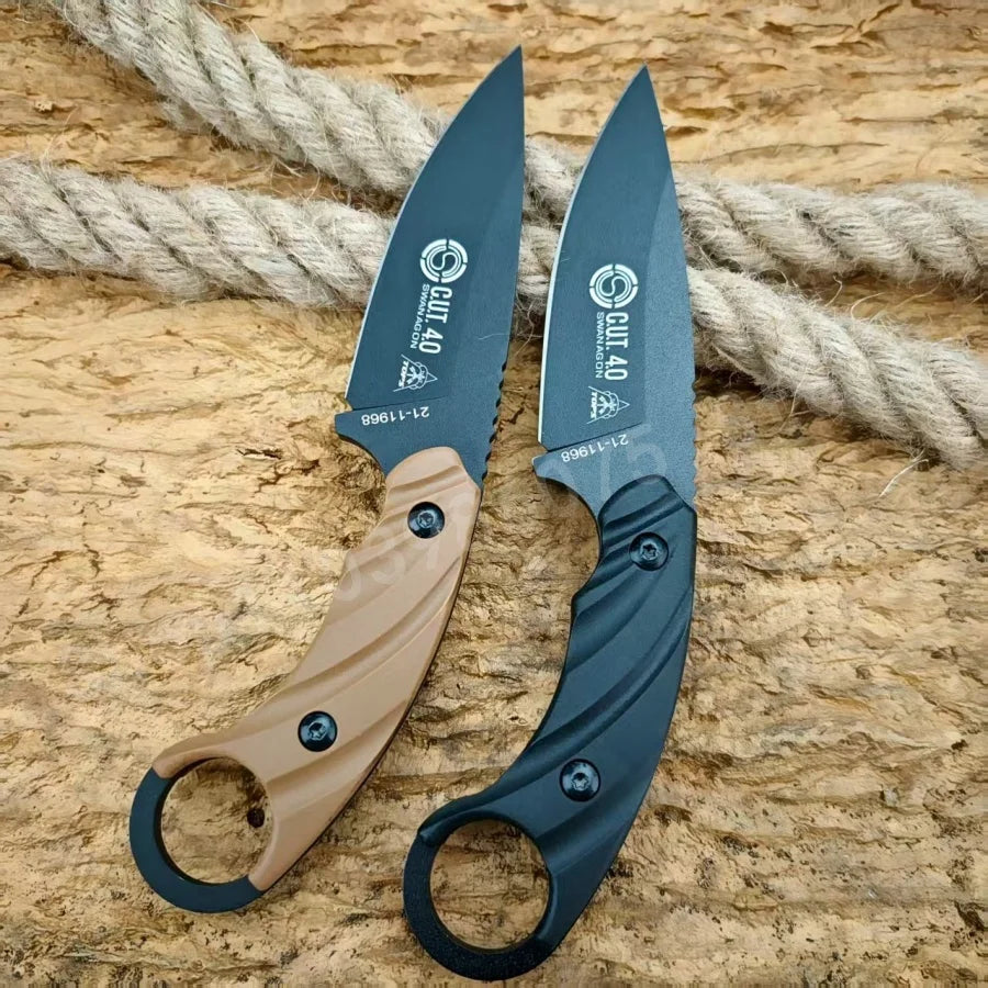CUT Fixed Blade Knife 8Cr13Mov Blade Nylon Fiber Handle Suitable for Outdoor Camping Hiking Daily Emergency Carrying Men's Gifts