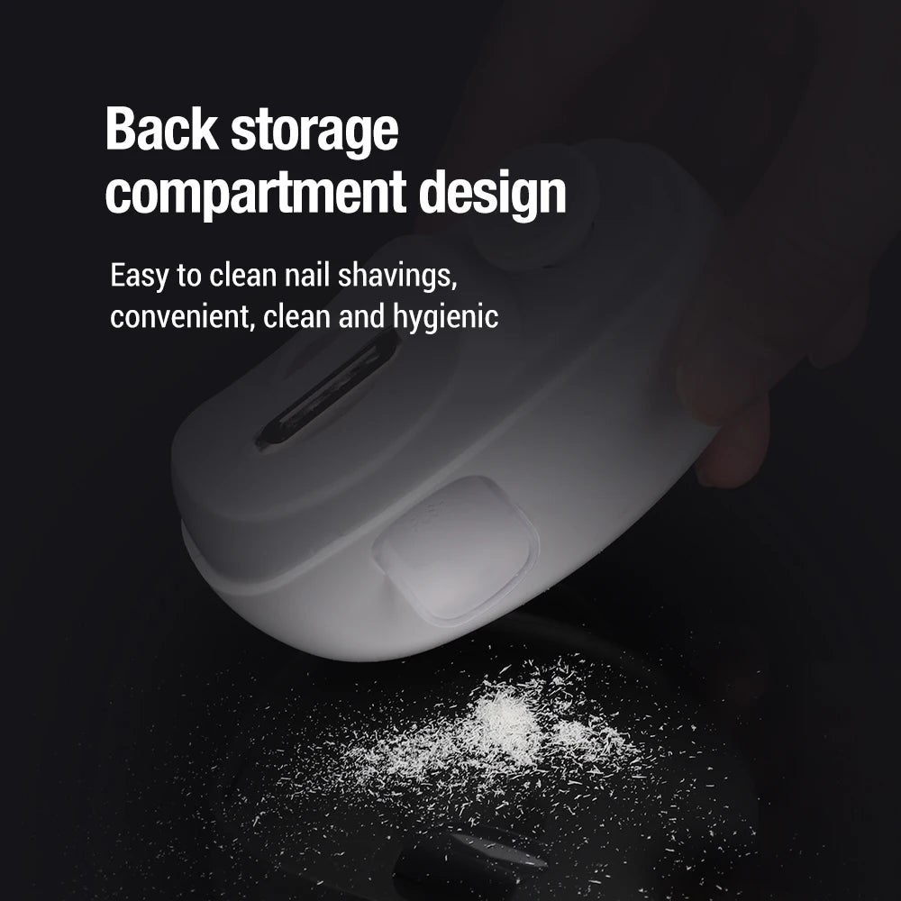 White nail storage compartment with text on a black background | Origin Zero