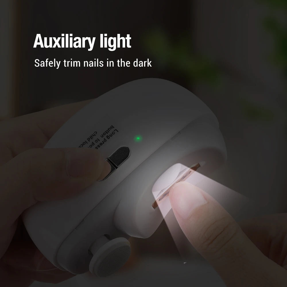 Nail clipper with auxiliary light being used to trim nails in the dark | Origin Zero